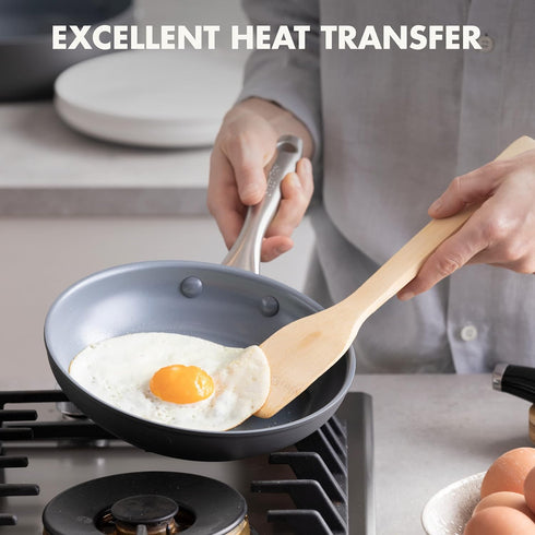 GreenPan Lima 8" Frying Pan Skillet, Ceramic Hard Anodized Nonstick, Gray, PFAS/PFOA-Free, Oven Safe