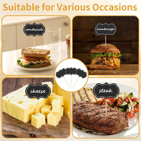 Cheese Markers, 50Pcs Charcuterie Labels, Blank Toothpick Flags for Appetizer Signs, Cupcake Picks for Birthday Party