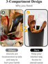 LoeJan 3 Compartment Utensil Holder, 7.2" Extra Large Stable Ceramic Organizer for Kitchen Counter, Farmhouse Decor
