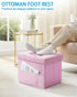 17 inches Storage Ottoman Foot Stool, Folding Ottoman with Storages, Velvet Storage Bench with Side Pocket, Foot Rest