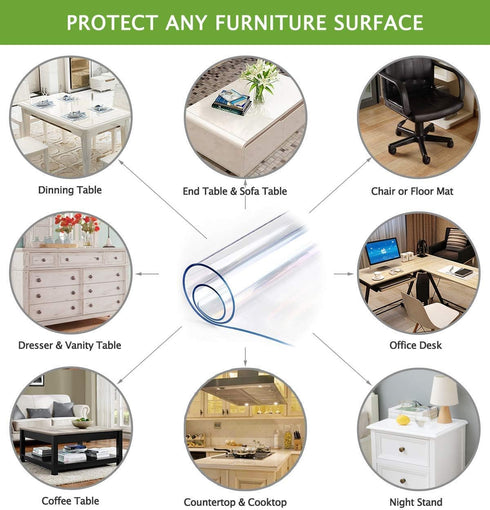 Icefire 28 Inches Round Table Cover Desk Tabletop Protector Clear Plastic Tablecloth Protective Pad Thicken PVC Vinyl