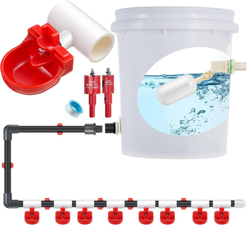 Dreyoo 8 Pack Automatic Chicken Waterer, Complete Set with 1/2'' PVC Tee