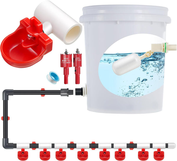 Dreyoo 8 Pack Automatic Chicken Waterer, Complete Set with 1/2'' PVC Tee