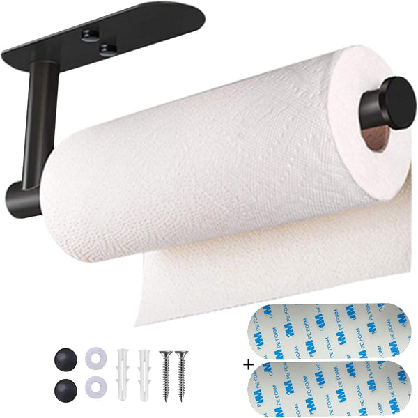 Upgraded Calegency Paper Towel Holder, Under Cabinet Wall Mounted Dispenser, Matte Black for Bathroom and Kitchen