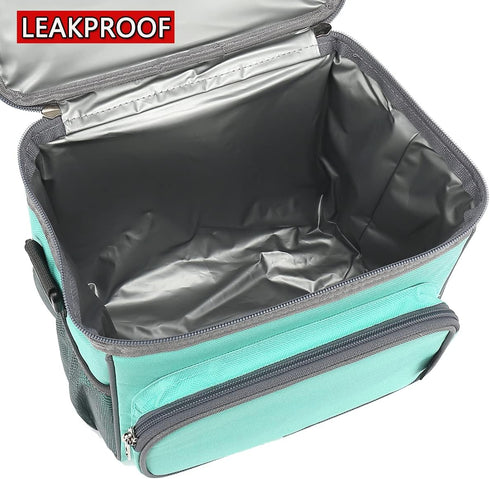 FlowFly Insulated Reusable Lunch Bag, Large Lunch Box for Women and Men, Daisy with Adjustable Shoulder Strap