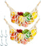 2 Pcs Large Macrame Fruit Hammock 11.8 x 20 Inch, Hand-woven Lace Hanging Basket for Kitchen, Saves Counter Space
