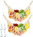 2 Pcs Large Macrame Fruit Hammock 11.8 x 20 Inch, Hand-woven Lace Hanging Basket for Kitchen, Saves Counter Space