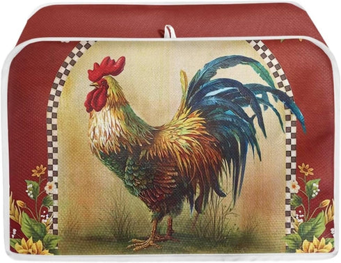 Sunflower Rooster Toaster Cover, 2 Slice, Dust-proof Kitchen Small Appliance Cover, Home Decoration