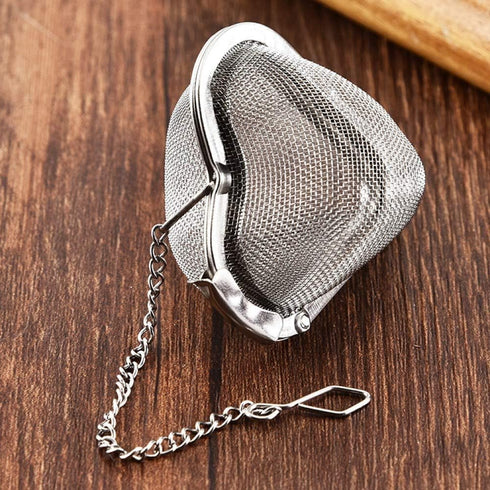 2pcs Stainless Steel Fine Mesh Seasoning Ball - Heart Shape Kitchen Tool for Soup Spice Stew Filter, Silver
