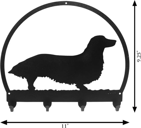SWEN Products Long Hair Dachshund Metal Key Chain Hanger, Leash Holder