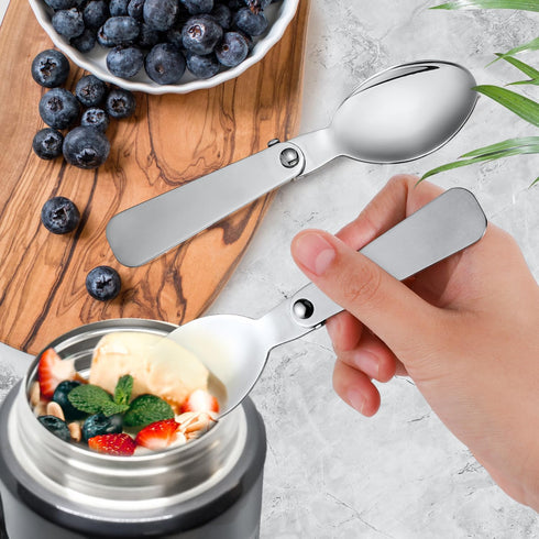 2pcs Replacement Spoons for Thermos Funtainer, 304 Stainless Steel Folding Utensils