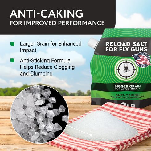 2 lb 3.0 Impresa Fly Shooter Refill Salt Compatible with Bug A Salt Large-Grain Non-Caking Crystals for Fly Gun Reloads