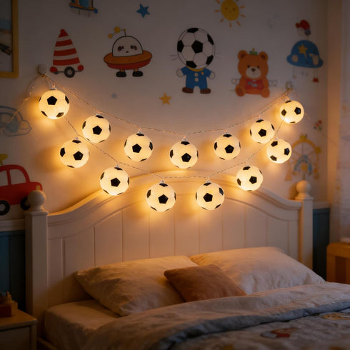 5ft 10 Codear Soccer Ball String Lights for Boys Girls Bedroom,Battery Operated LED Soccer Fairy Lights for Son