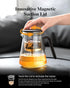ZENS Magnetic Tea Pot, Large Enchanted Glass Teapot with Infuser and Magnetic Suction Lid for Mess-Free Loose Tea