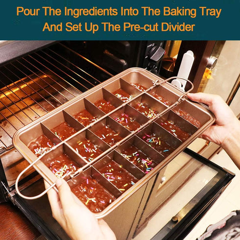 Non-Stick Brownie Pan with Dividers, High Carbon Steel Baking Pan for 18 Pre-Cut Brownies