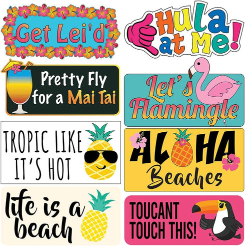 Luau Party Photo Prop Set - 40 pcs Hawaii Aloha Tropical Tiki Summer Themed Beach and Pool Party Supplies