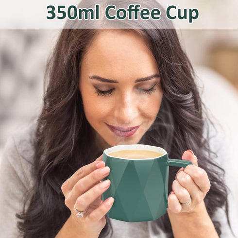 Electric Coffee Warmer with Ceramic Mug, 131? Temperature Control, Smart Coffee Cup Warmer for Desk Home Office