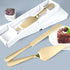Cake Cutting Set for Wedding, Elegant Knife and Server with Stainless Steel Rounded Edges, Gold Gift Set of 2