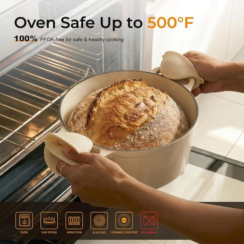 5.5QT Parmedu Enameled Cast Iron Dutch Oven for Sourdough Bread Baking, Easy Cleaning, Versatile for Stewing, Roasting