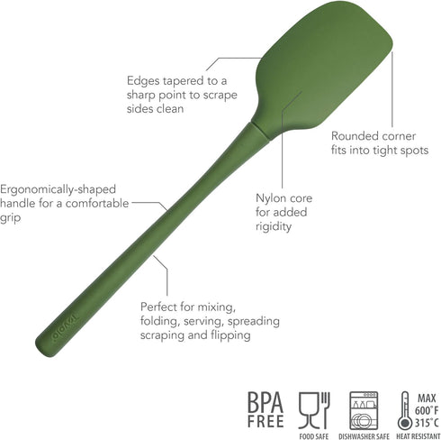 Tovolo Flex-Core All Silicone Spatula, Ergonomic Handle, BPA-Free & Dishwasher Safe Baking Tool, Heat-Resistant Rubber,