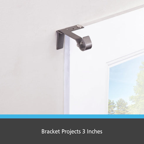 Kenney Fast Fit 5/8" No Measure Curtain Rod Brackets, Pewter