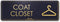 Coat Closet Sign, Black/Gold Engraved Door Accessories, 3" x 9", Fade Resistant, Indoor/Outdoor Use, USA MADE