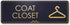 Coat Closet Sign, Black/Gold Engraved Door Accessories, 3" x 9", Fade Resistant, Indoor/Outdoor Use, USA MADE