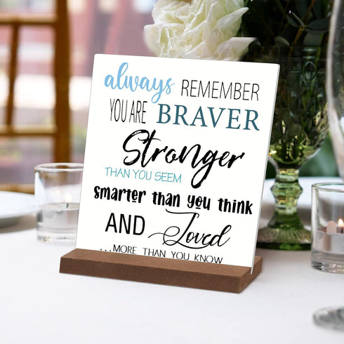 4 Pcs Inspirational Desk Decor Gifts, Positive Motivational Quotes Wooden Plaque Sign with Stand for Home Office