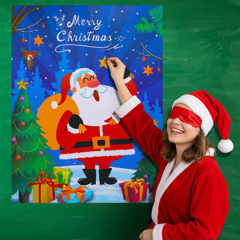 SKYLETY Christmas Party Games Pin The Nose Game on Santa Claus Fun Xmas Blindfold Party Games for Family Friends