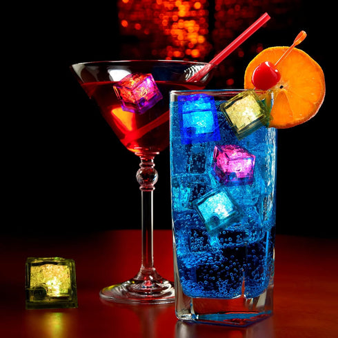 Light Up Ice Cubes - 12/24/60/96 Pack Multi Color LED Ice Cubes for Drinks, Waterproof Reusable for Parties