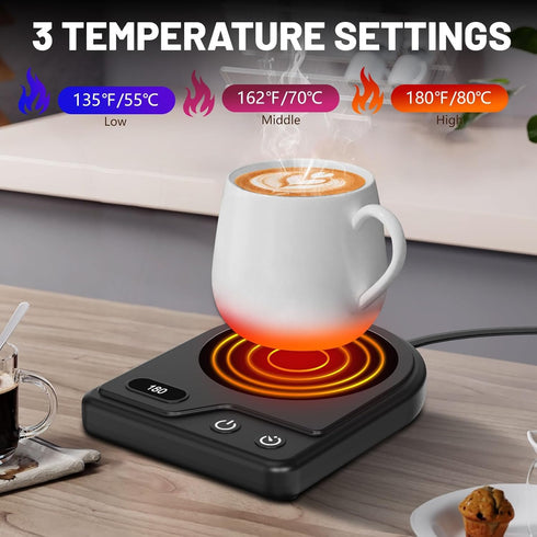 3 Settings,Coffee 2-12H Mug Warmer,Coffee Mug Warmer with Adjustable Temperature Warmer with Auto Shutoff