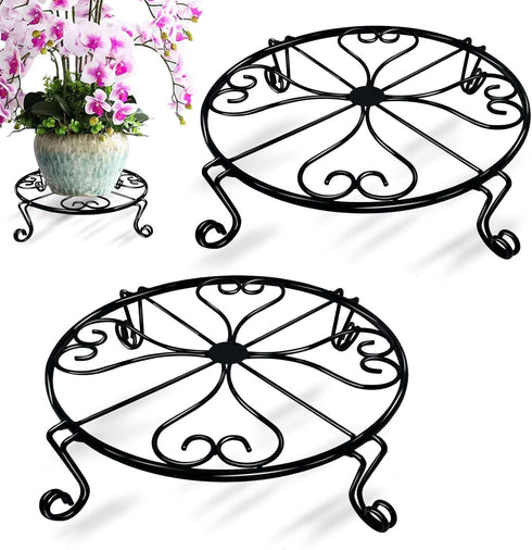 NSYOOMH 2 packs 12" Black Metal Plant Stands Heavy Duty Plants Holder