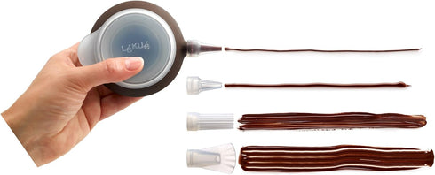 Lekue Deco Pen with Nozzles, Set of 4, Brown