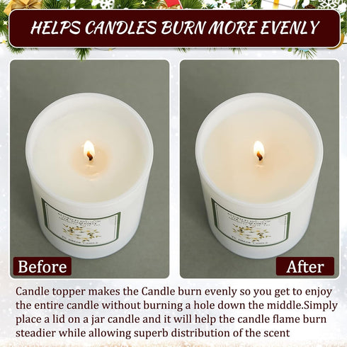 Moxweyeni 2 Pieces Candle Toppers for Scented Jar Candles, 2.85 Inch Leaf Pine Topper Lids, Mother's Day Gifts, Chic