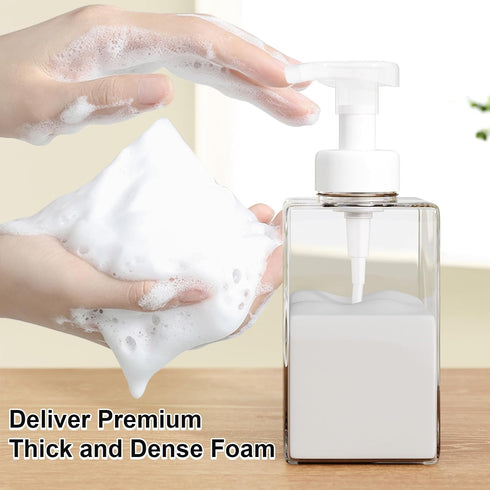 Foaming Soap Dispenser, 15 Oz Refillable Foam Soap Dispenser for Bathroom & Kitchen, 2Pcs with Waterproof Labels