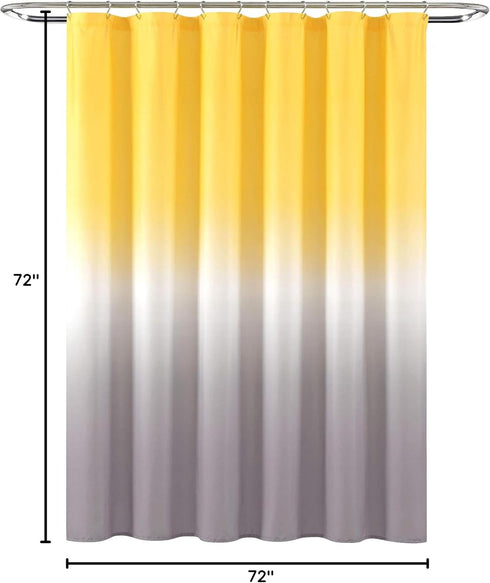 Lush Decor Umbre Fiesta Shower Curtain, 72" x 72", Yellow and Gray Design