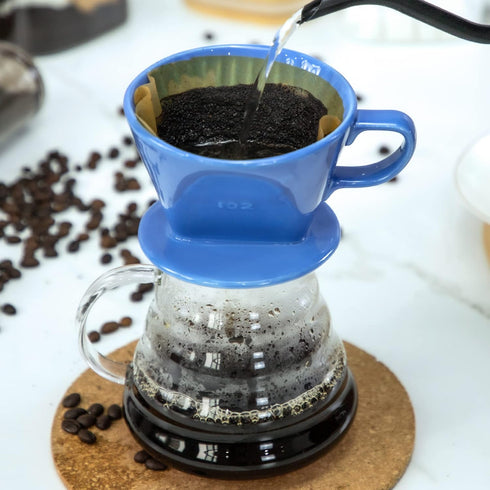 Pour Over Ceramic - Coffee Dripper Ceramic Coffee Maker with 3 Holes Flat Bottom, Porcelain Slow Filter Cone for Travel, Camping, Office, Home, Coffee Maker Brew… by LHUKSGF