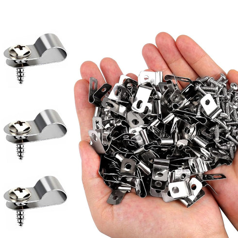 Wire Fence Clips, 100 Pcs Stainless Steel Agricultural Fencing Mounting Clips for 12-16 Gauge Welded Wire