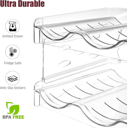 Stackable Wine Racks Countertop, Wine Bottle Holder for Cabinet & Fridge, Plastic Organizer Holds 6 Bottles