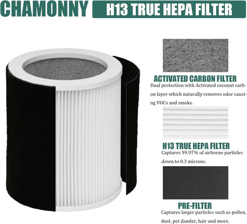 H-HF400-VP Filter Replacement for Hunter H-HF400-VP, H-PF400, 2 True HEPA Filters + 8 Pre-Carbon Filters
