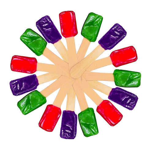 Pack of 60 4" Candy Spoons, 20 Each of Grape, Green Apple, and Cherry for Snow Cones, Ice Cream, and Desserts