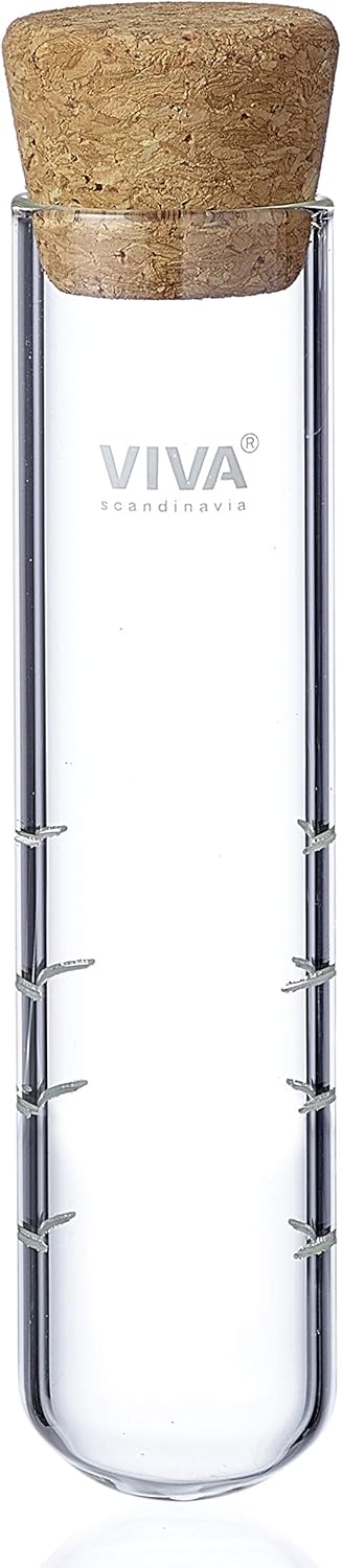 VIVA Travel Glass Tea Infuser Tube with Cork Lid for Brewing Tea On The Go