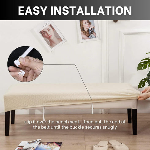 SearchI Dining Bench Cover, Stretch Washable Long Bench Seat Covers, Rectangle Dining Table Bench Slipover for Dining