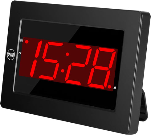 Digital Wall Clock, Battery Operated LED Display Alarm Clock, Brightness Adjustable