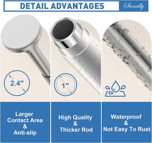 Adjustable Shower Curtain Rod 32-75 Inch, Stainless Steel Spring Tension Telescoping Curtain Rod for Bathroom or Windows