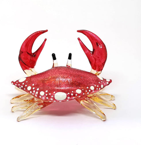 ZOOCRAFT Decoration,1.7 2.5 1.4 inches. Glass Crab Figurine Red Hand Blown Painted Art Miniature Coastal Style Gift