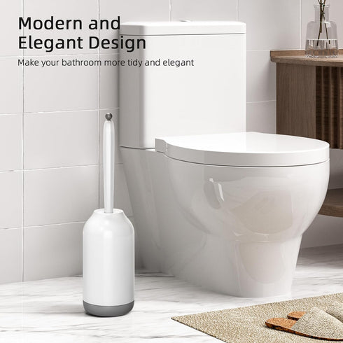 HAMITOR Toilet Bowl Brush Holder Set: 2 Pack with Curved Bristle Toilet Cleaner Scrubber for Deep Cleaning - Hidden RV