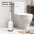 HAMITOR Toilet Bowl Brush Holder Set: White Decorative Caddy with Curved Bristle for Deep Cleaning Toilet Cleaner