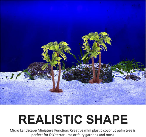 Amosfun 5Pcs Plastic Coconut Palm Model Trees, Artificial Trees, Miniature Plant for Cake Decorations