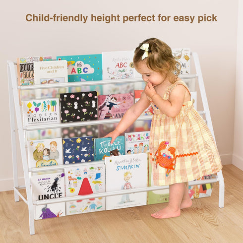 4 HAVEDAWN High-Transparent Tier Kids Bookshelf, Sturdy Metal Large Size Book Rack Storage for Kids - Toddler Book